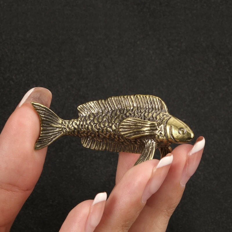 Antique Brass Arowana Statue – Fortune Gathering Mini Ornament