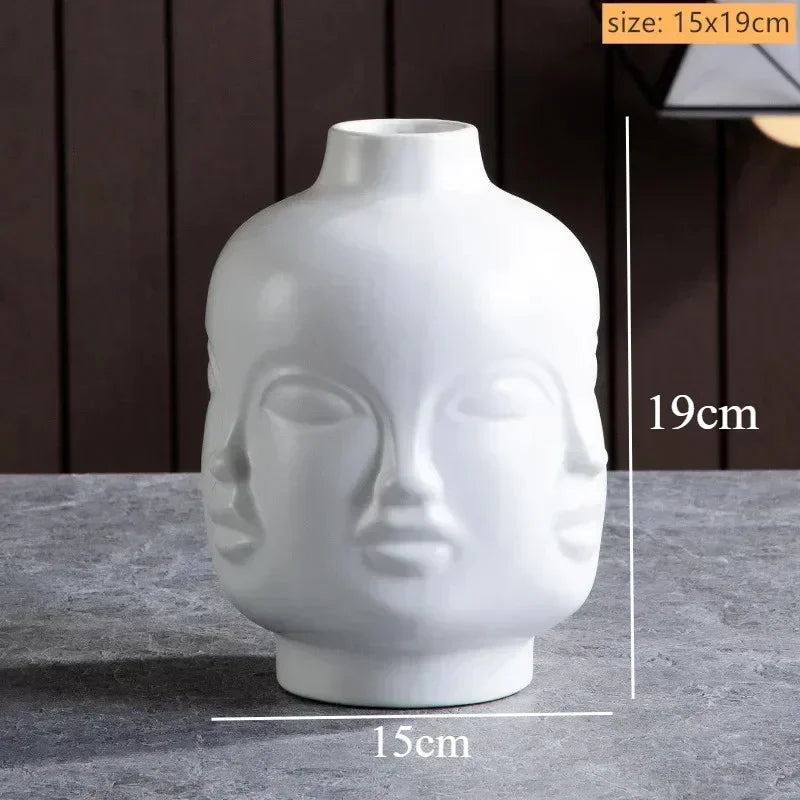 Artistic Ceramic Face Vase – Handmade Sculpture for Flowers, Candles & Decorative Storage