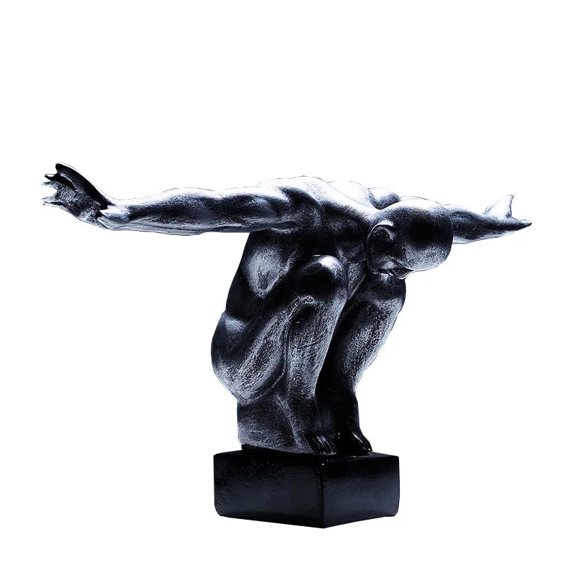 Modern Thinker Resin Art Sculpture – Human Figure Statue for Home, Office & Living Room Décor