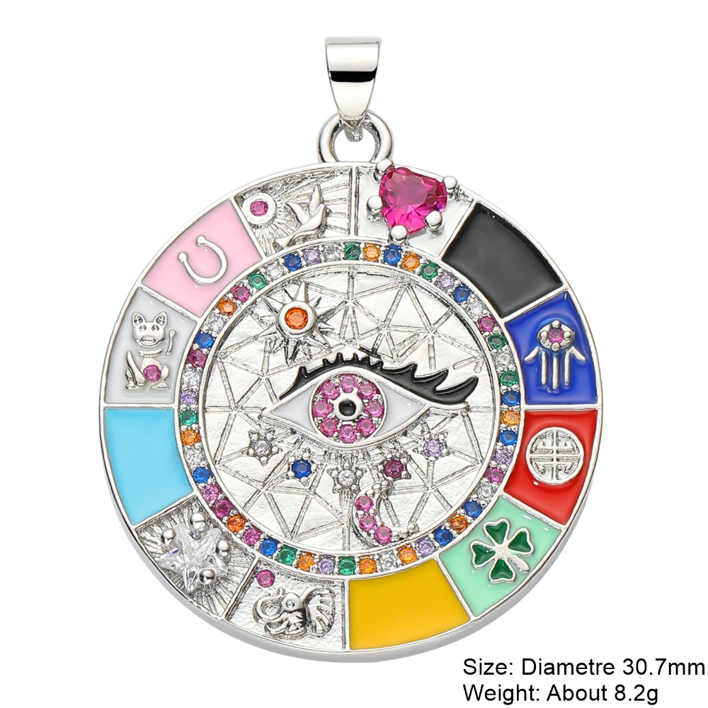 👁️ Juya 18K Gold Plated Greek Evil Eye Charms – Handmade Luxury Pendants with Cubic Zirconia for DIY Jewelry Making