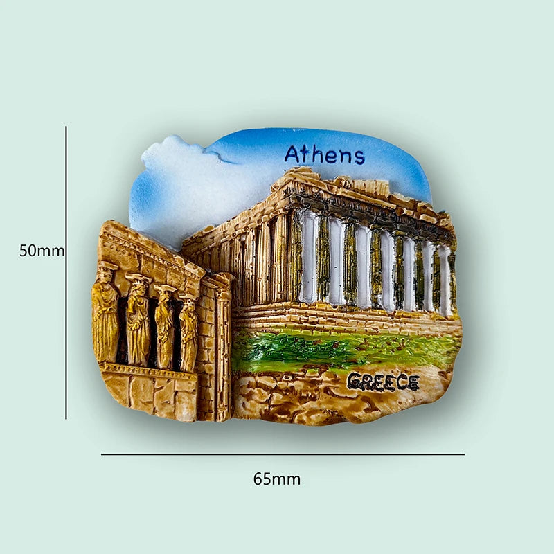 Greece Refrigerator Magnets – 3D Resin Souvenirs with Landmarks