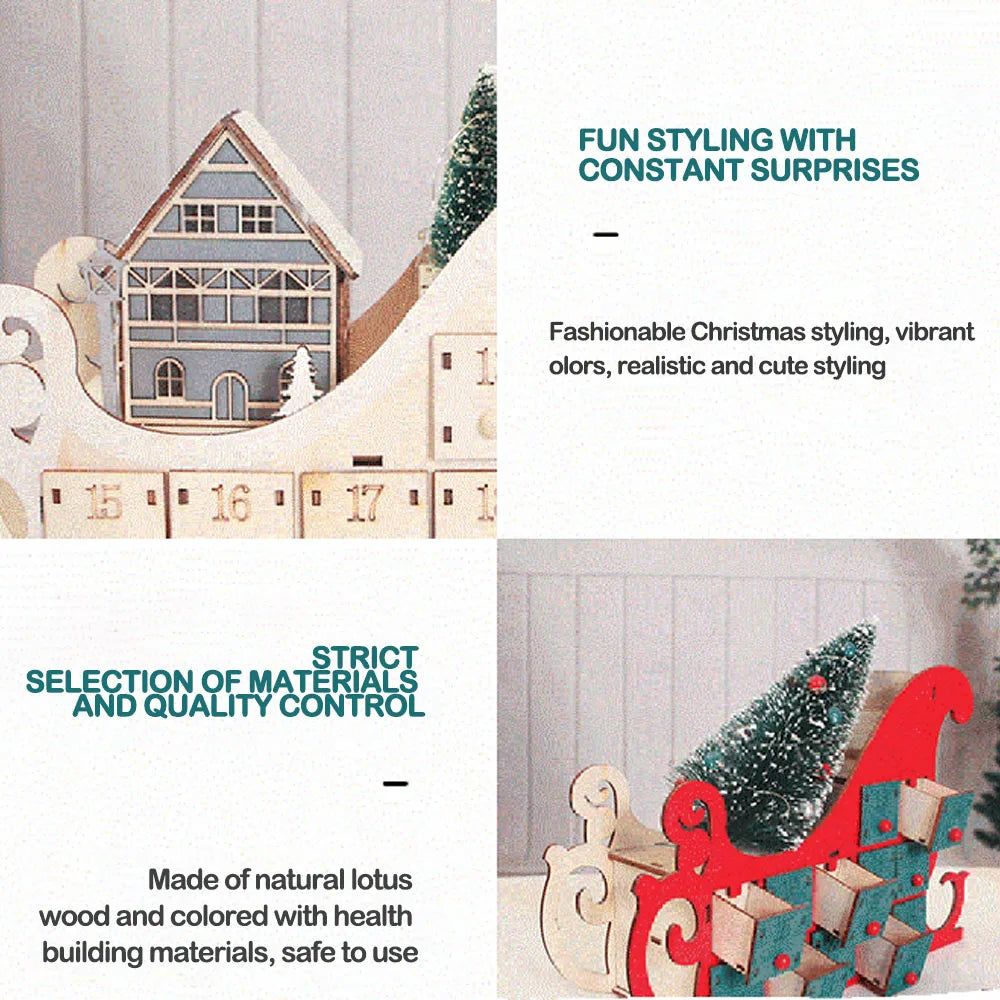 🎄📅 24-Day Wooden Christmas Countdown Calendar with Tree – Wear-Resistant Craft Model for Women, Men & Kids ✨🎁