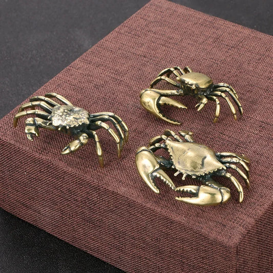 🦀✨ Pure Brass Crab Figurine – Vintage Copper Miniature Decor