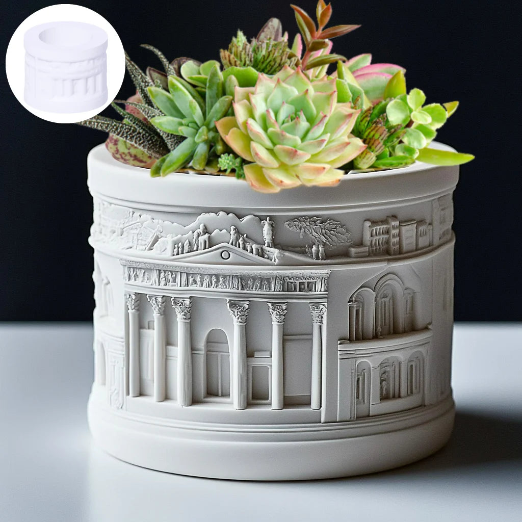 Greek Relief Silicone Mold – DIY Resin Succulent Planter & Candle Holder Mold