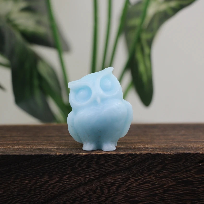 Hand Carved Gemstone Owl Statue – Mini Crystal Quartz Figurine, Healing Animal Ornament for Home & Office Décor Gifts"