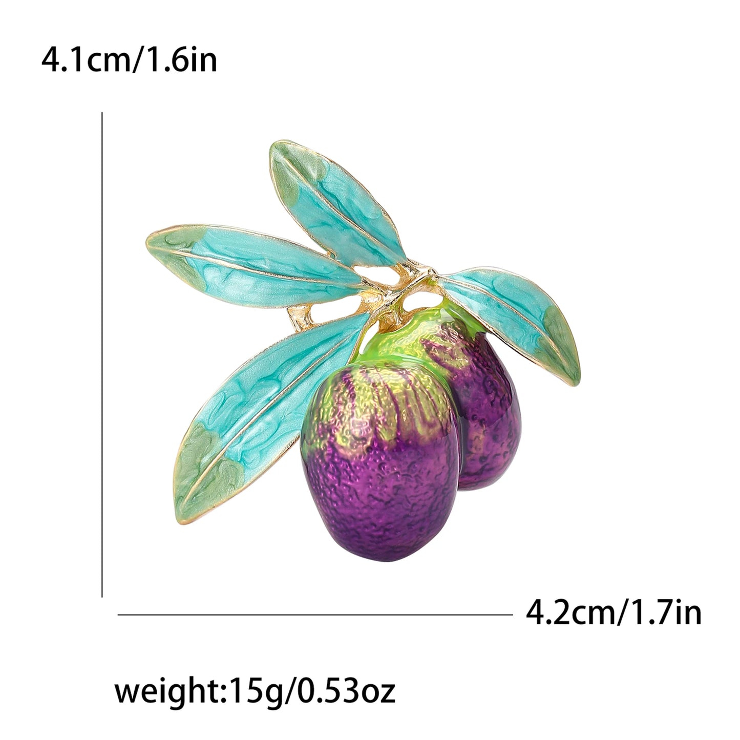 🫒 Enamel Olive Leaf Brooch – Unisex Botanical Pin for Women & Men
