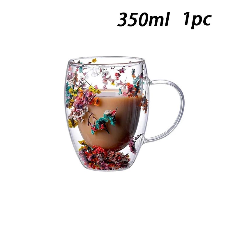 1/2/4PCS Double Wall Clear Glass Coffee Mugs – Insulated Cups for Hot & Cold Beverages, Cappuccino & Espresso