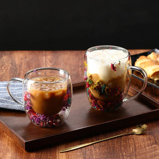 1/2/4PCS Double Wall Clear Glass Coffee Mugs – Insulated Cups for Hot & Cold Beverages, Cappuccino & Espresso