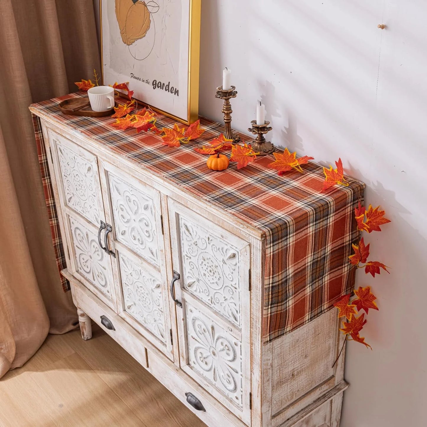 🍂 Fall Rust Orange Linen Doilies & Farmhouse Table Decor