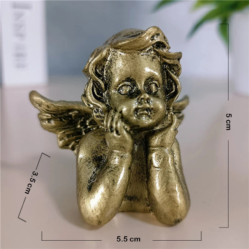 Golden Angel Fairy Figurine – Resin Craft Little Girl Statue for Wedding, Home Décor & Prayer Ornament