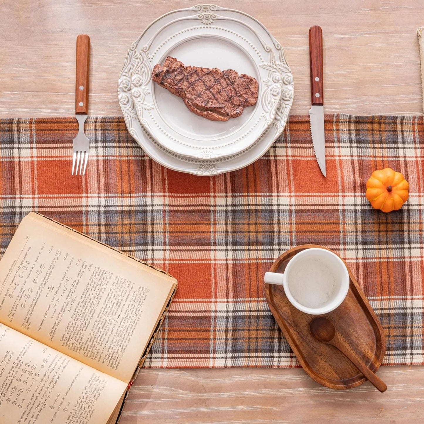 🍂 Fall Rust Orange Linen Doilies & Farmhouse Table Decor