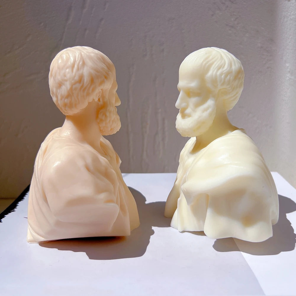 Aristotle Statue Candle Mold – Greek Philosopher Bust Silicone Mold for Wax Sculpture & Tabletop Decor