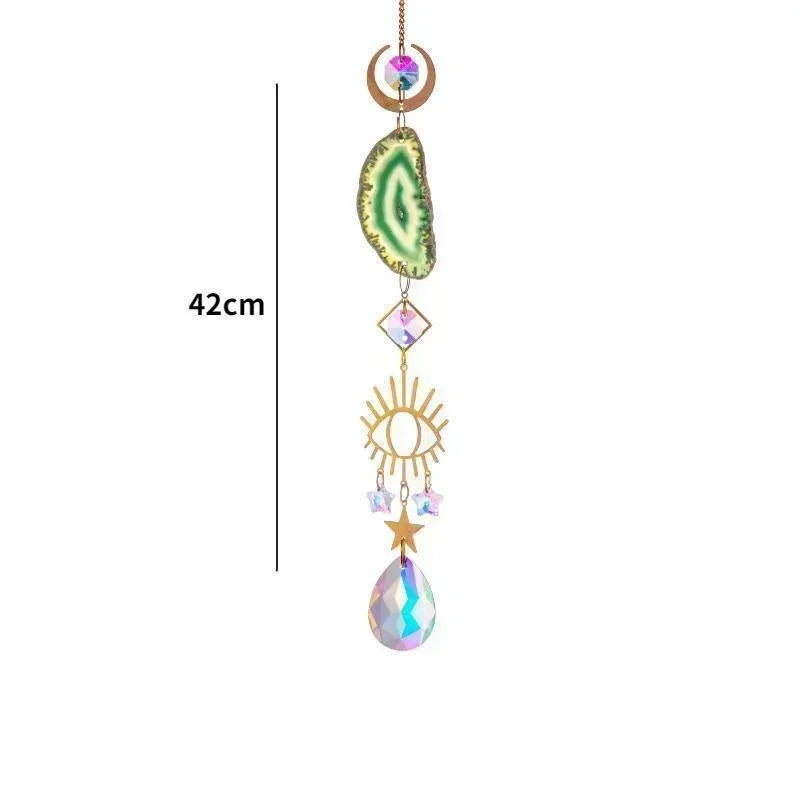 Sun & Moon Crystal Suncatcher – Prism Rainbow Hanging Ornament for Window, Garden, and Patio Decoration