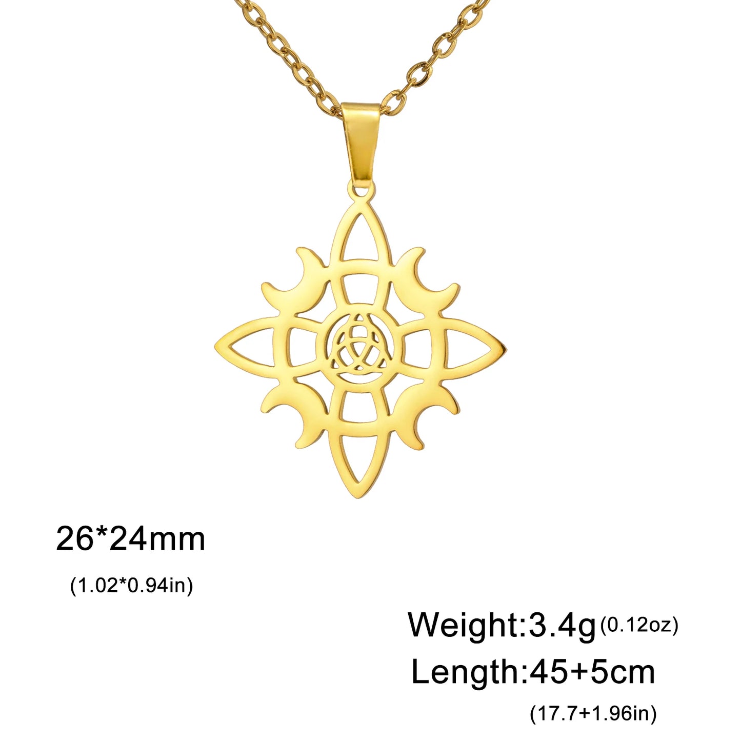🛡️ Ancient Greek Mythology Witch Knot Necklace – Stainless Steel Protection Amulet for Women | Wiccan & Spiritual Jewelry