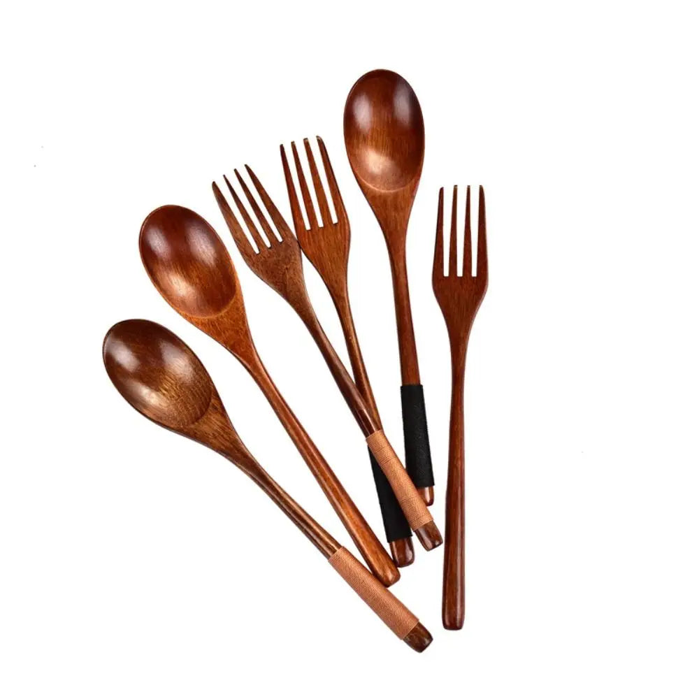 Eco-Friendly Wooden Spoon and Fork – Dinnerware & Kitchen Utensils for Rice, Soup, and Cereal