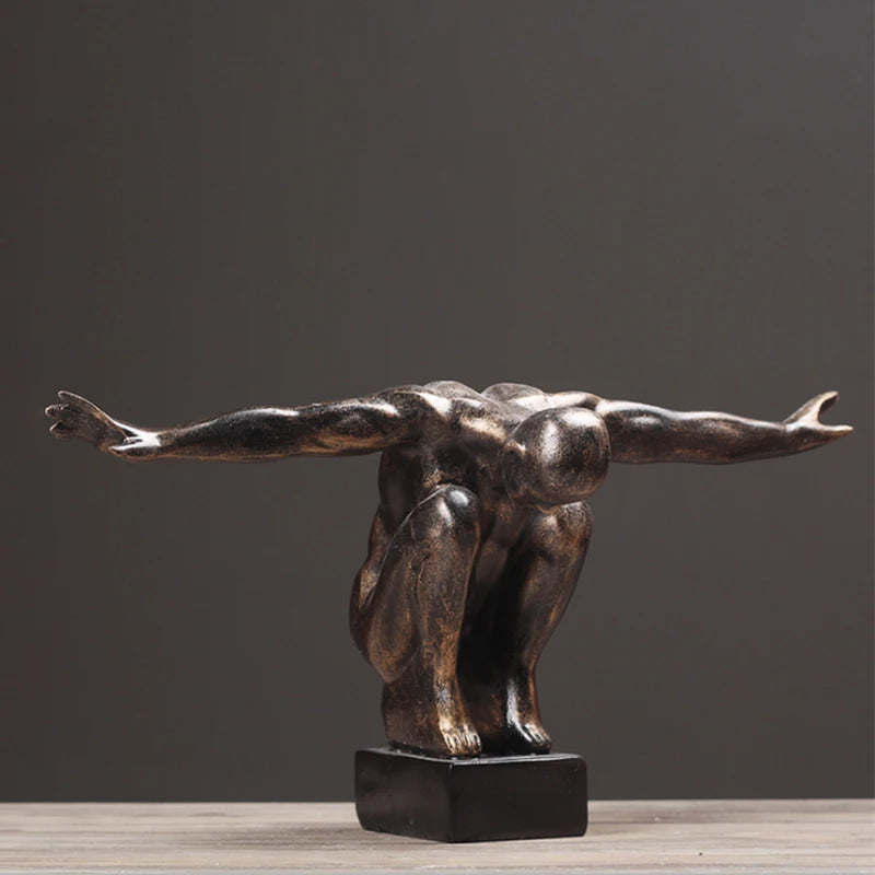 Modern Thinker Resin Art Sculpture – Human Figure Statue for Home, Office & Living Room Décor