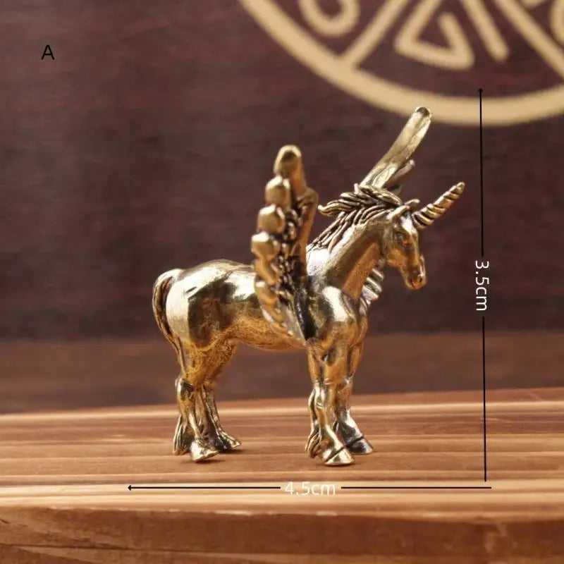 Flying Horse Brass Miniature Figurine – Animal Sculpture Desk Ornament & Home Decoration