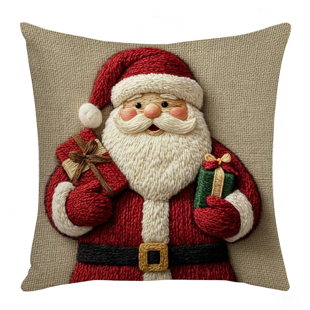 🎄🛋️ 45×45cm Christmas Pillowcase – Cartoon Santa, Snowman & Elk Cushion Cover | Merry Christmas Home Decor ❄️✨