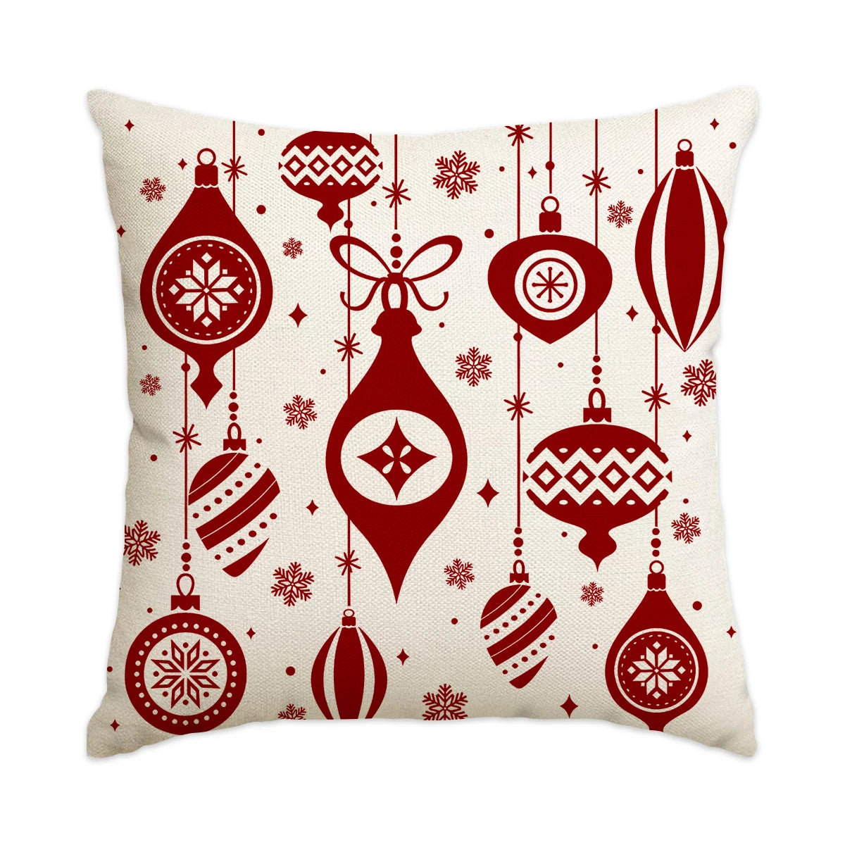 ❄️Red Snowflake & Letter Printed Christmas Pillow Covers (1/4pcs) - Festive Holiday Cushion Decor 🎄