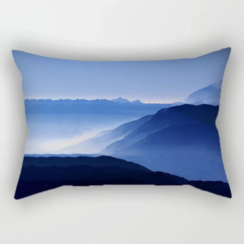 Luxury Blue Rectangle Pillow – Modern Geometric Accent for Sofa or Couch
