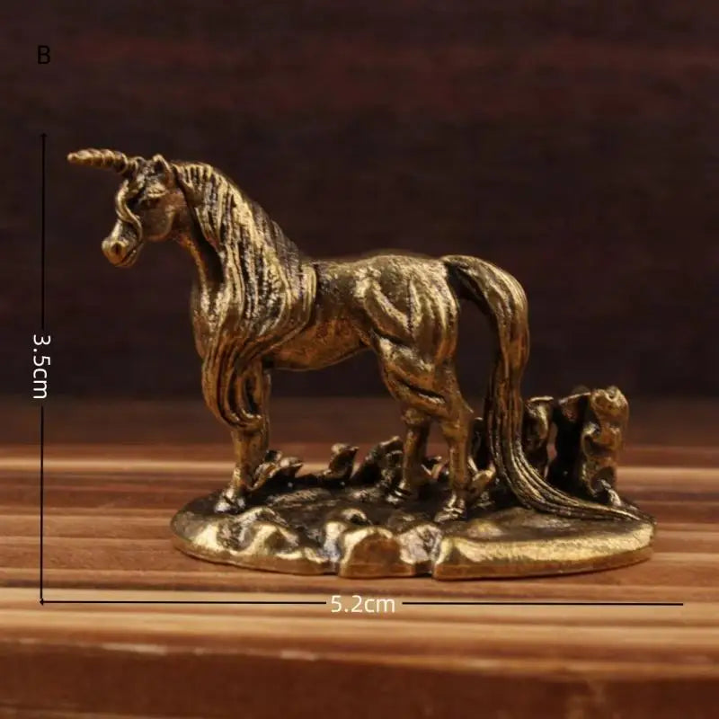 Flying Horse Brass Miniature Figurine – Animal Sculpture Desk Ornament & Home Decoration