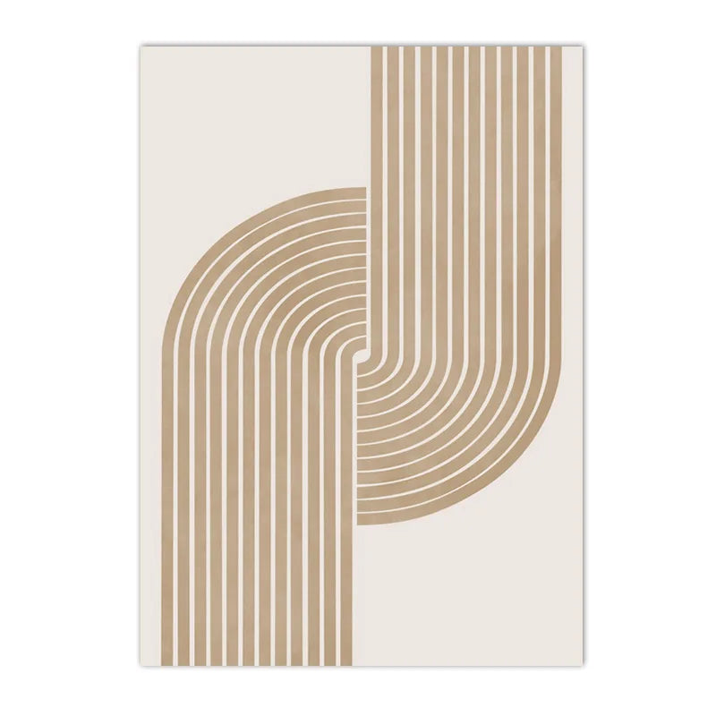 Neutral Tones Geometric Lines Poster – Black & Beige Canvas Art for Interior Decoration