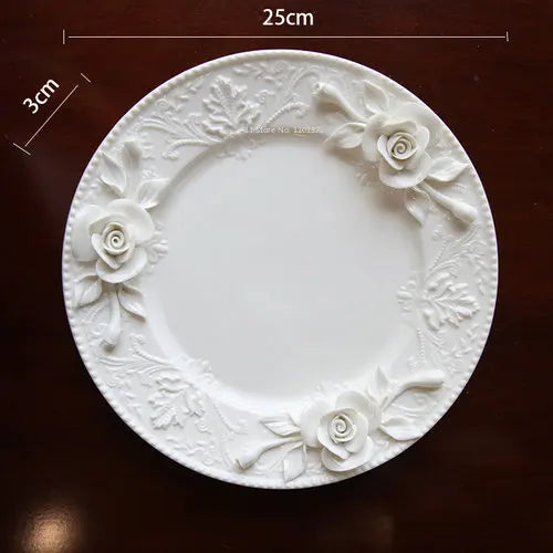 🌹 Exquisite Hand-Painted Rose Ceramic Dinner Set