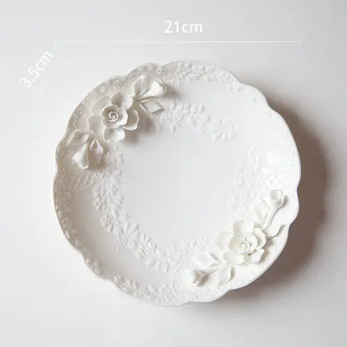 🌹 Exquisite Hand-Painted Rose Ceramic Dinner Set