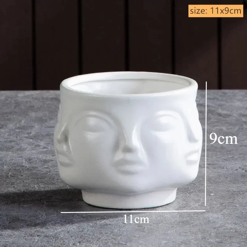 Artistic Ceramic Face Vase – Handmade Sculpture for Flowers, Candles & Decorative Storage