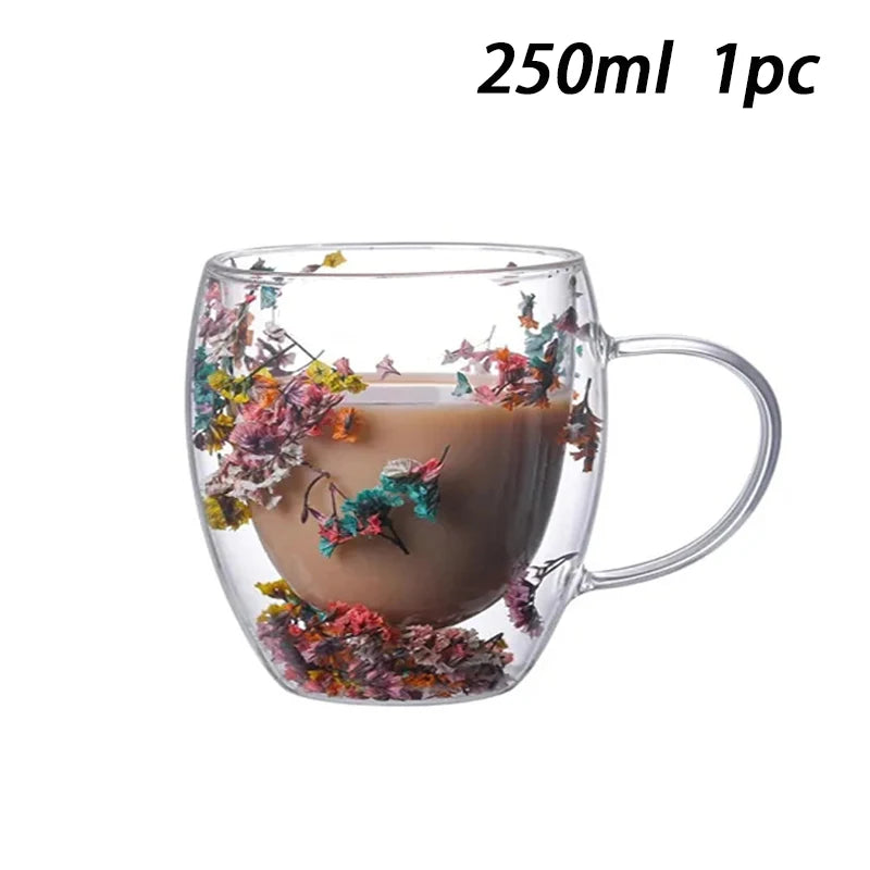 1/2/4PCS Double Wall Clear Glass Coffee Mugs – Insulated Cups for Hot & Cold Beverages, Cappuccino & Espresso