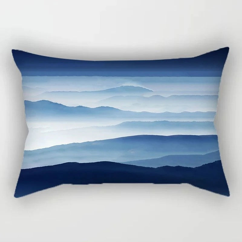 Luxury Blue Rectangle Pillow – Modern Geometric Accent for Sofa or Couch