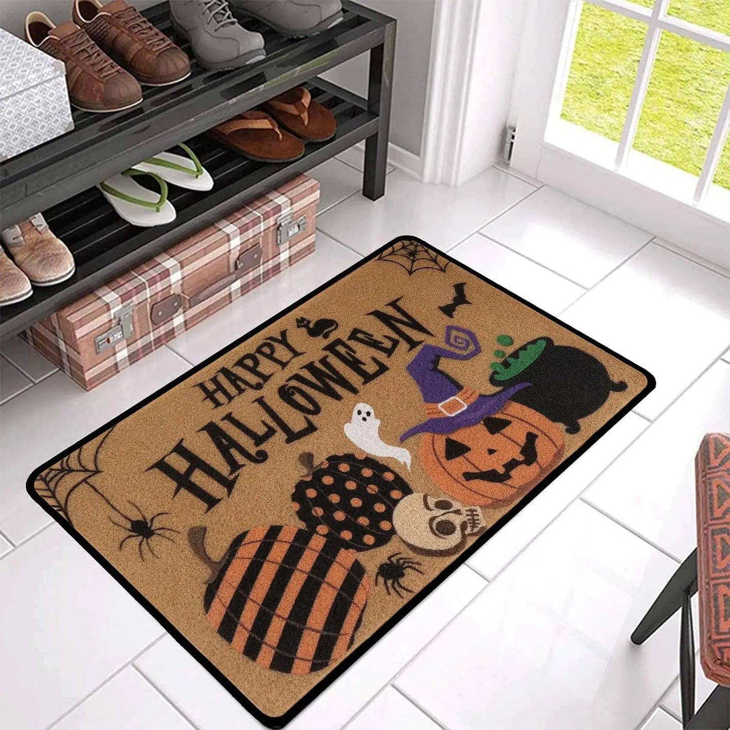 🎃 Vikama Happy Halloween Jack Lantern Door Mat 👻 | Horror-Themed Indoor & Outdoor Floor Mat 🏠 | Living Room, Kitchen & Entrance Decor ✨