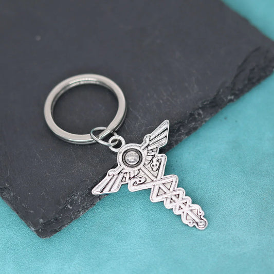 Greek Mythology Keychain – Hermes Caduceus Medical Symbol Pendant