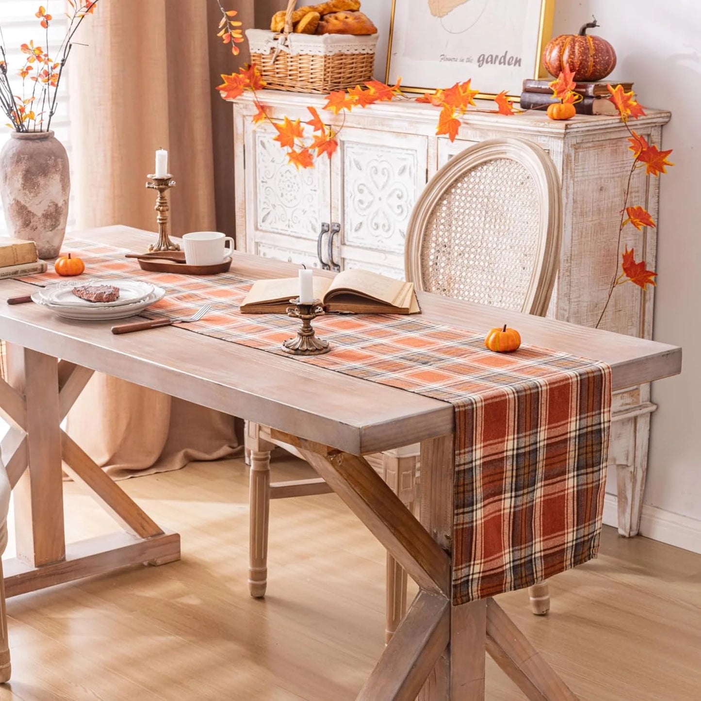 🍂 Fall Rust Orange Linen Doilies & Farmhouse Table Decor
