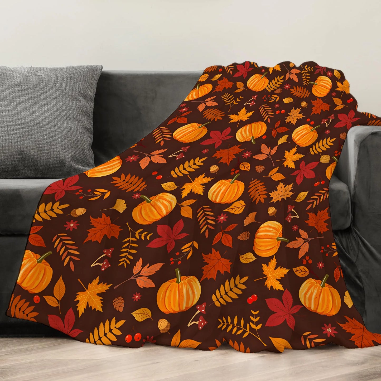 🍁 Fall Harvest & Thanksgiving Flannel Throw Blanket