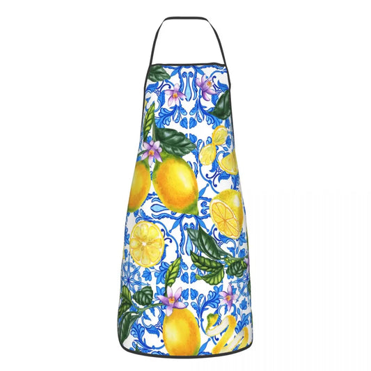 Custom Sicilian Tiles Summer Fruit Apron – Oranges & Lemons Bib for Women & Men, Unisex Kitchen Cooking Tablier