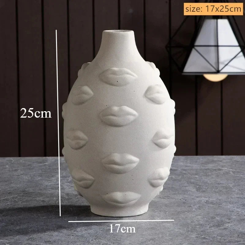 Artistic Ceramic Face Vase – Handmade Sculpture for Flowers, Candles & Decorative Storage