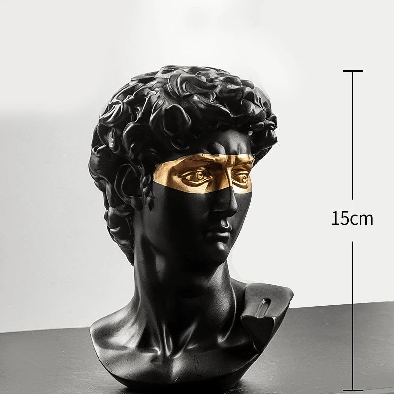 15cm David Bust Statue – White Resin Gypsum Decorative Art Sculpture for Coffee Table & Home Decor