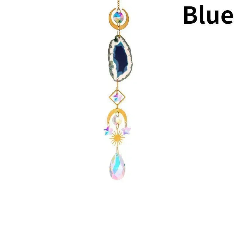 Sun & Moon Crystal Suncatcher – Prism Rainbow Hanging Ornament for Window, Garden, and Patio Decoration