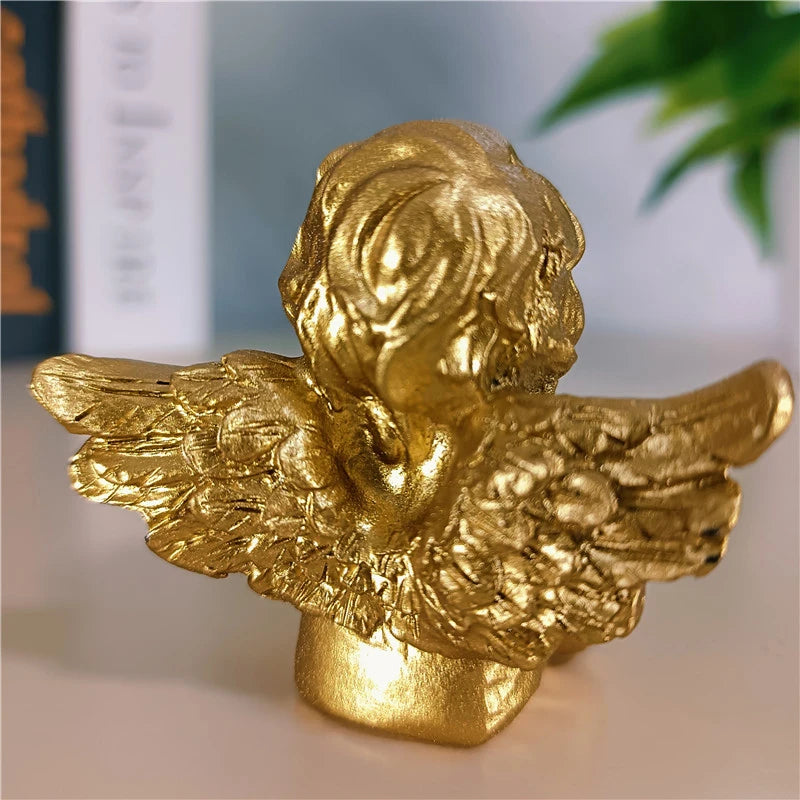 Golden Angel Fairy Figurine – Resin Craft Little Girl Statue for Wedding, Home Décor & Prayer Ornament