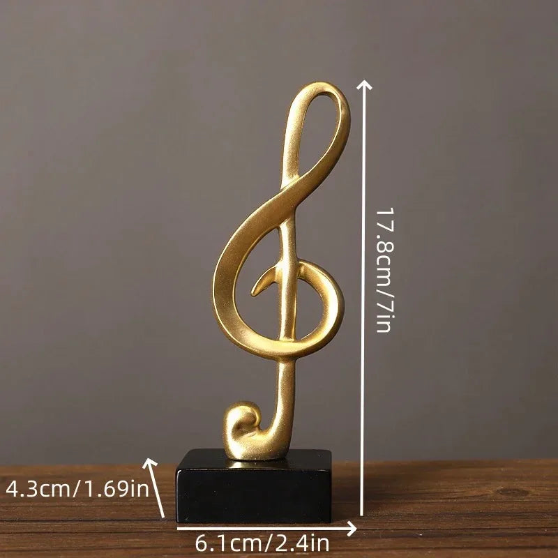 Golden Resin Musical Note Sculpture – Decorative Figurine for Wine Cabinet, Bar & Music Room