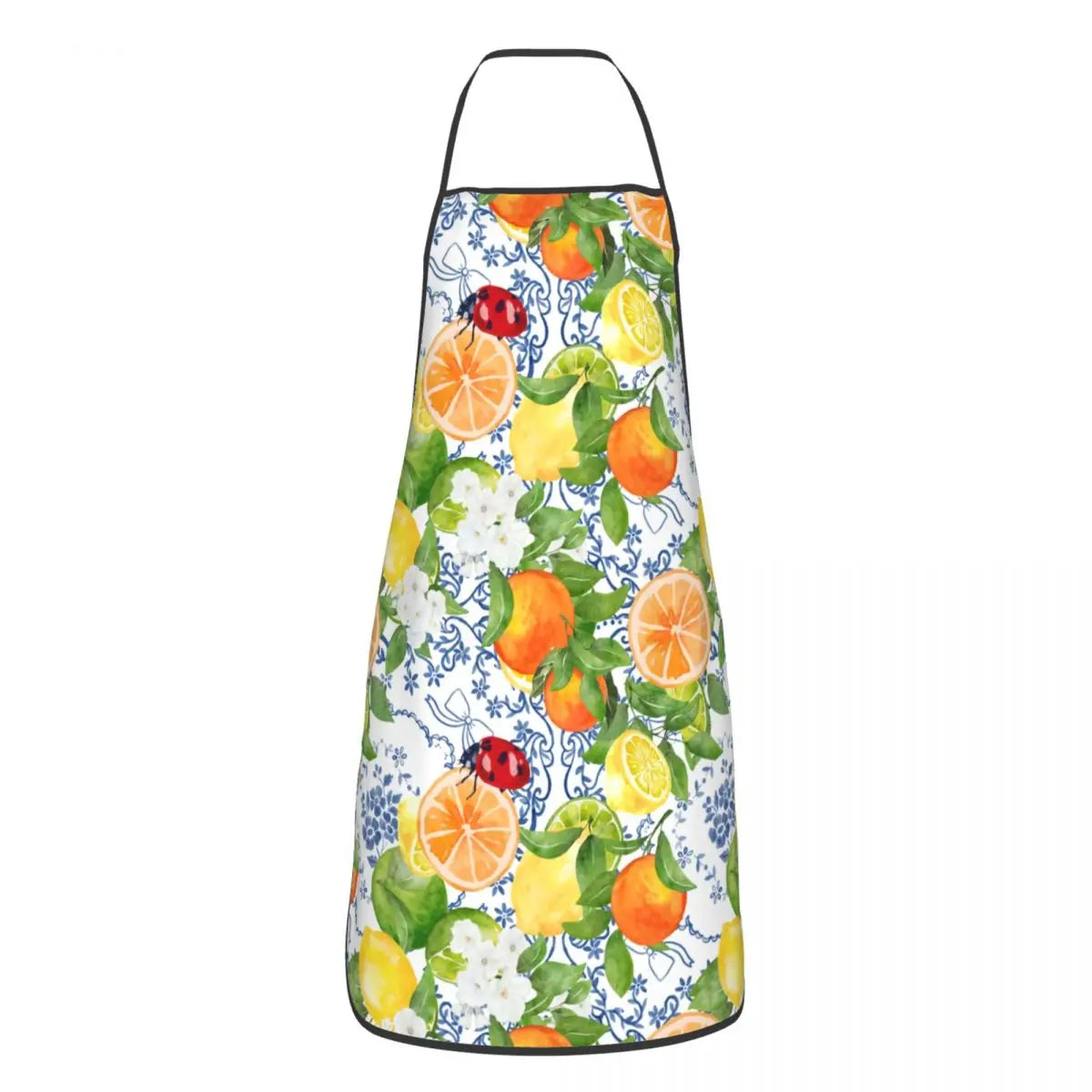 Custom Sicilian Tiles Summer Fruit Apron – Oranges & Lemons Bib for Women & Men, Unisex Kitchen Cooking Tablier