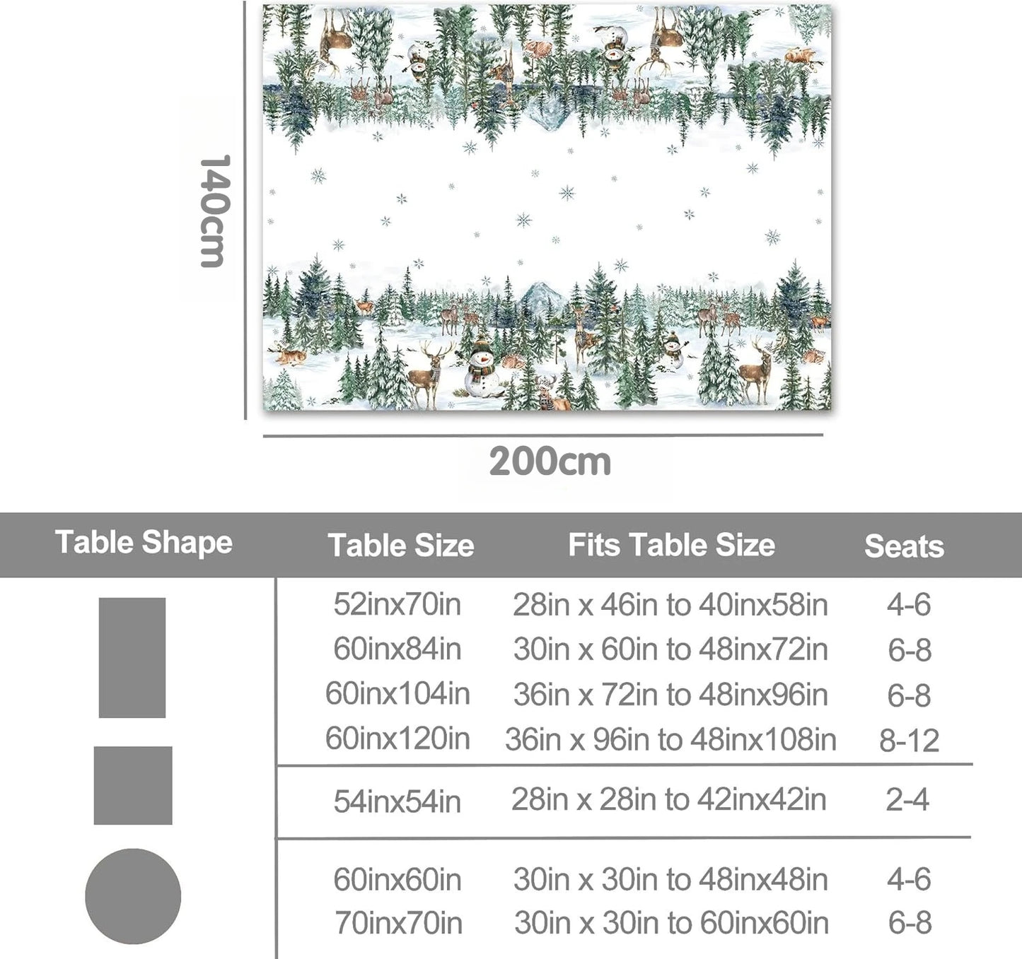 Merry Christmas Snowman & Deers Tablecloth 🦌⛄ | Washable Polyester Table Cover for Festive Dining Decor ✨