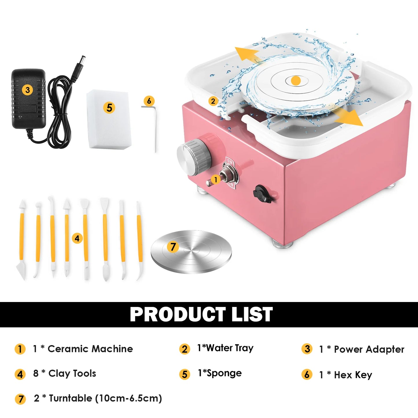 DIY Electric Pottery Wheel Set – Dual Turntables, Clay Tools & ABS Basin for Beginners