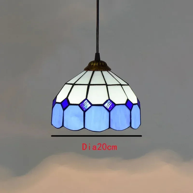 🍷 European-Style Vintage Tiffany Glass Chandelier ✨ | Creative Country-Style Glass Lantern for Bar, Restaurant & Home Decor 🏡