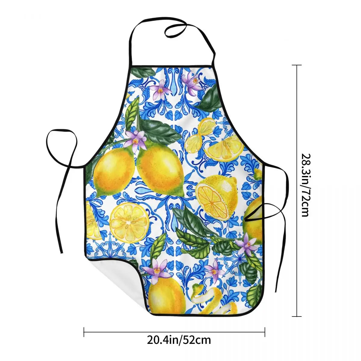 Custom Sicilian Tiles Summer Fruit Apron – Oranges & Lemons Bib for Women & Men, Unisex Kitchen Cooking Tablier
