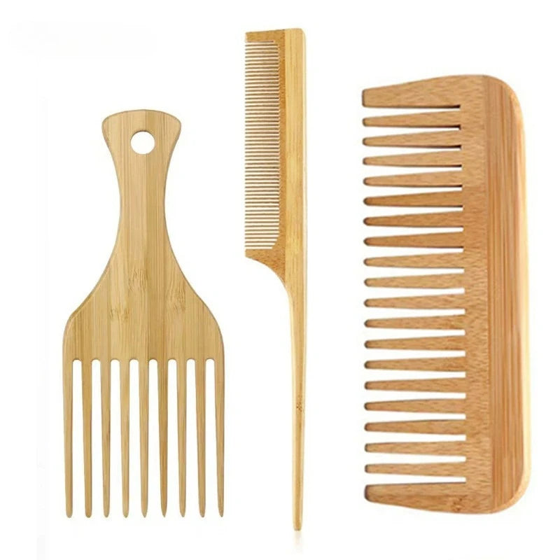 🌿 Natural Bamboo Wooden Hair Comb – Anti-Static Wide Tooth & Styling Tool