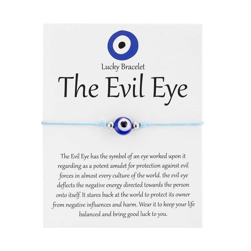 Unisex Evil Eye Amulet Bracelet – Blue Wax Rope, Adjustable & Lucky Friendship Jewelry