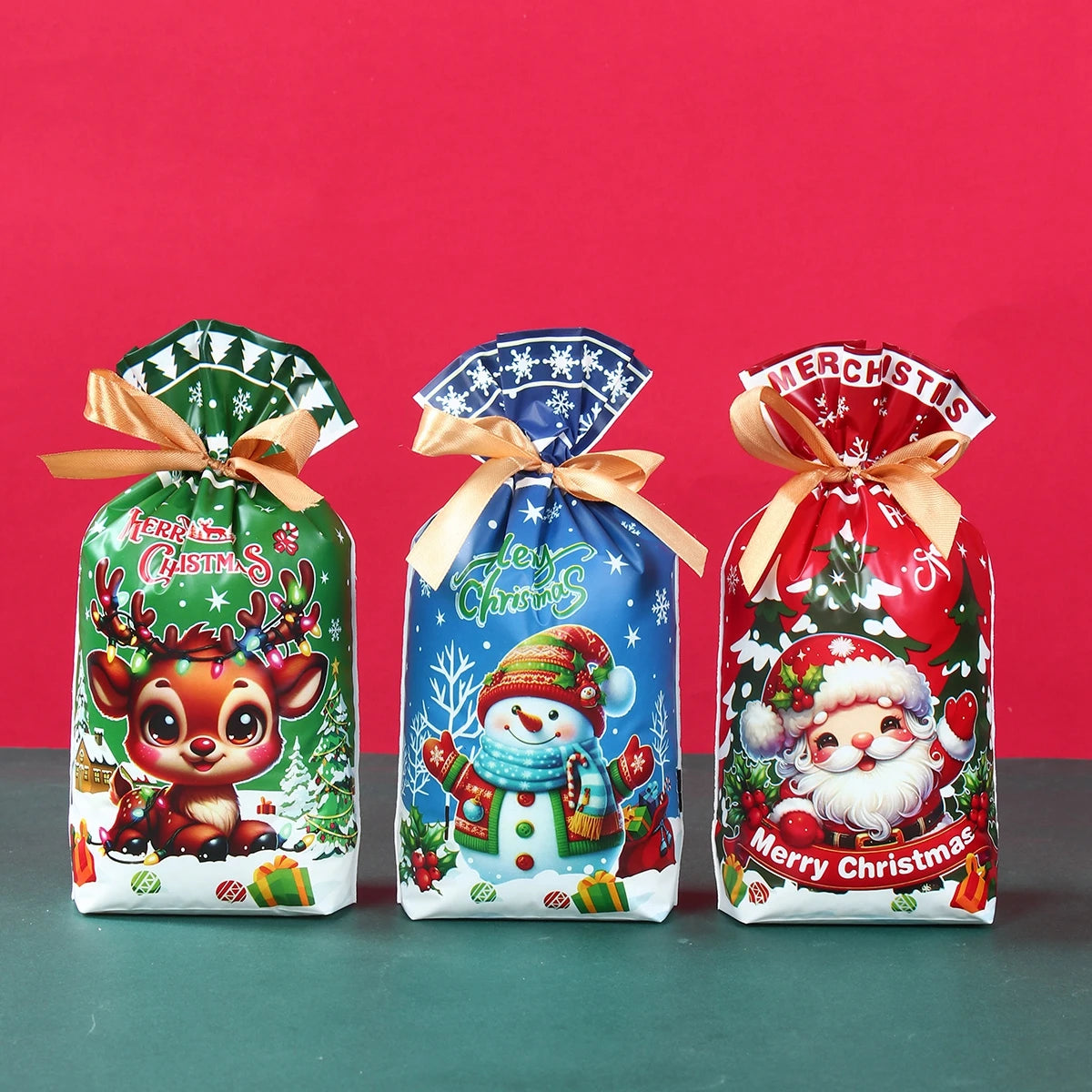 🎅 Christmas Drawstring Gift Bags - Santa & Navidad Packing Set