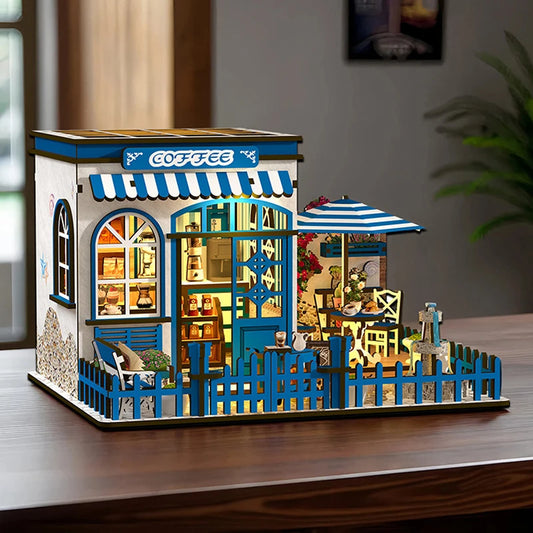 Handmade Santorini Coffee House Miniature
